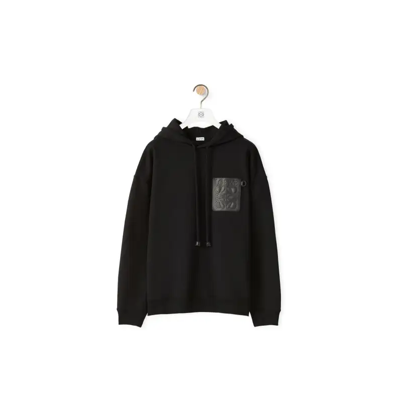 LOEWE Sweatshirts Men's Black Hooded Moderate Regular