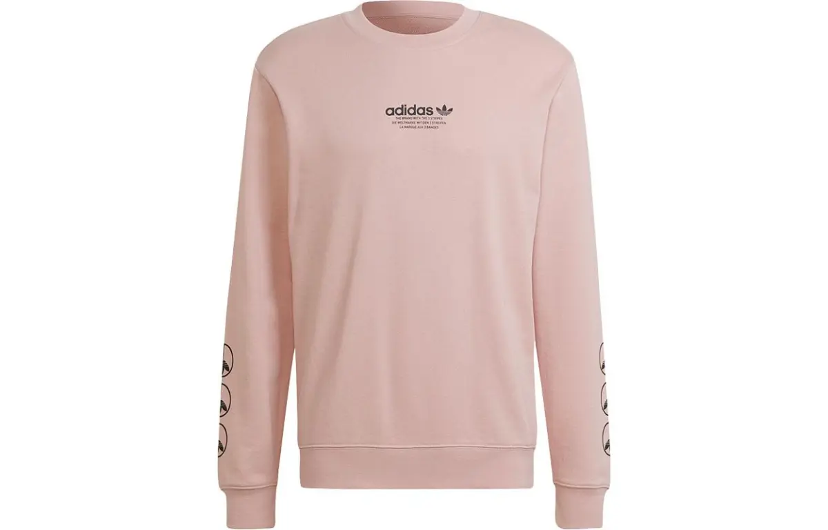 Adidas Originals Sweatshirts Men's Pink Crew Neck Moderate Regular