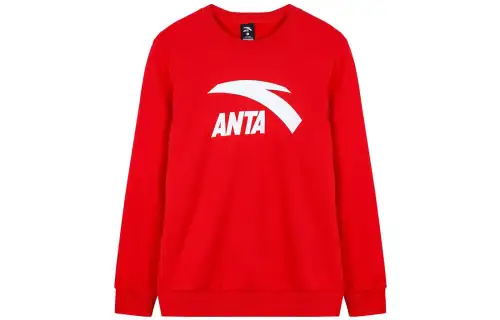 ANTA Sweatshirts Men's Imperial Red Crew Neck Thickened Regular