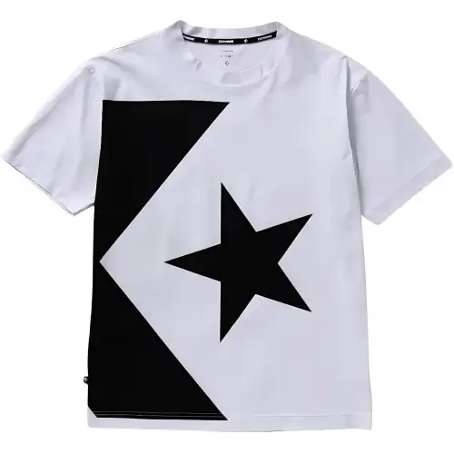 Converse T Shirts Men's White Crew Neck Moderate Straight Fit