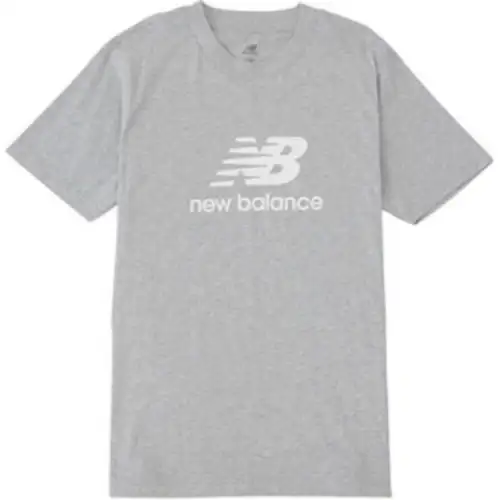 New Balance T Shirts Men's Gray Crew Neck Moderate Straight Fit
