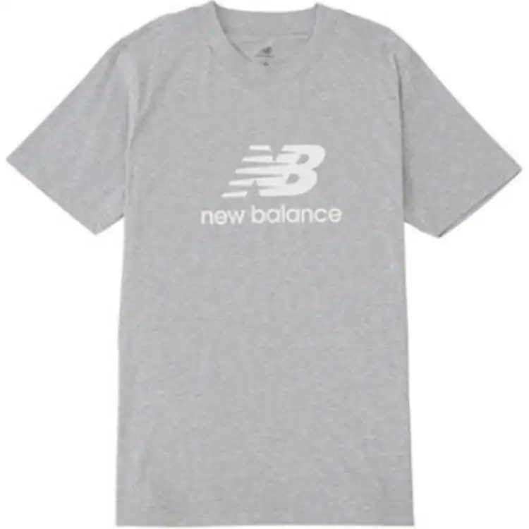 New Balance T Shirts Men's Gray Crew Neck Moderate Straight Fit
