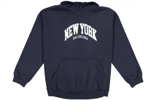 Balenciaga Sweatshirts Unisex Dark Blue Hooded Moderate Regular