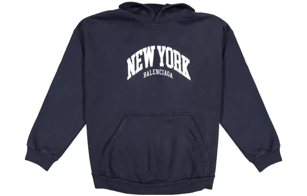 Balenciaga Sweatshirts Unisex Dark Blue Hooded Moderate Regular