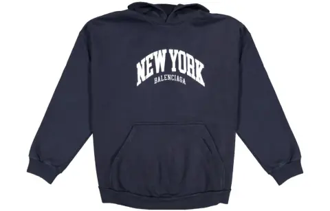 Balenciaga Sweatshirts Unisex Dark Blue Hooded Moderate Regular
