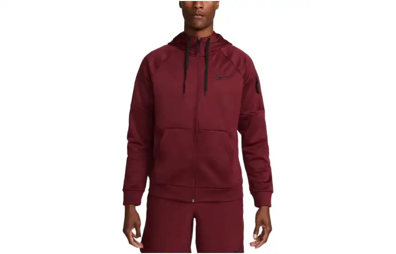 Nike Sweatshirts Men's Burgundy Hooded Moderate Cardigan