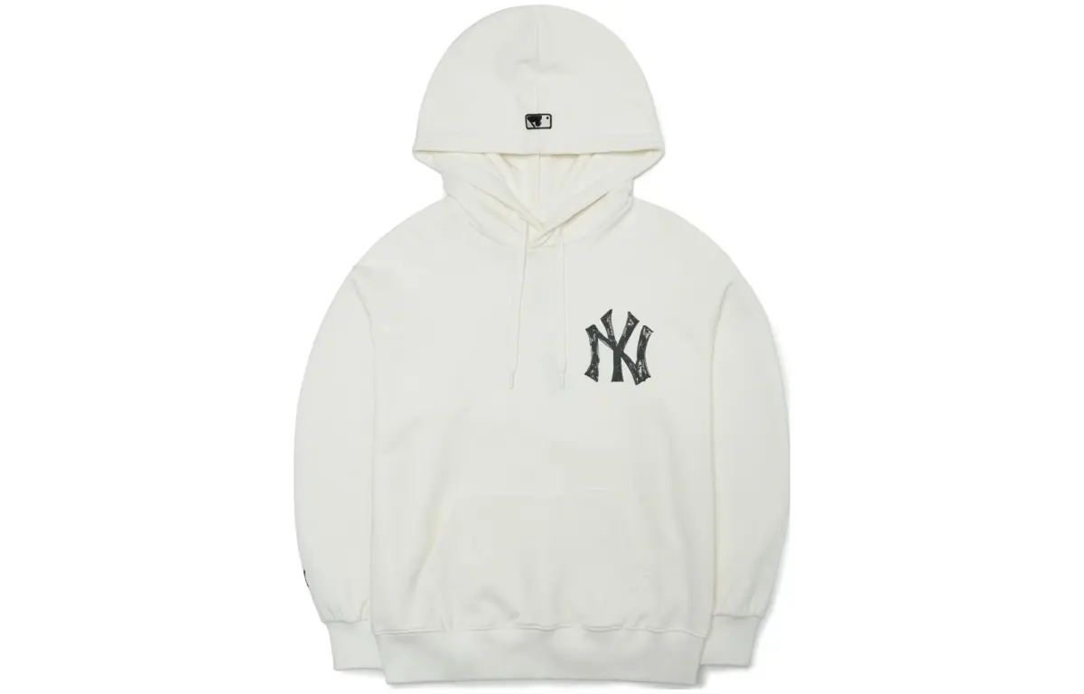 MLB New York Yankees Sweatshirts Unisex Cream Hooded Moderate Regular