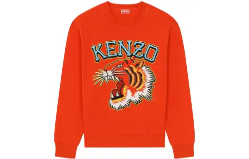 KENZO Sweatshirts Men's Orange Red Crew Neck Moderate Regular