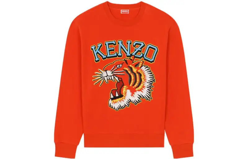 KENZO Sweatshirts Men's Orange Red Crew Neck Moderate Regular