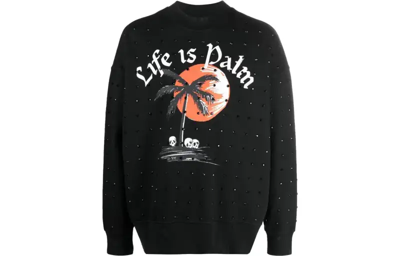 Palm Angels graphic-print crystal-embellished sweatshirt