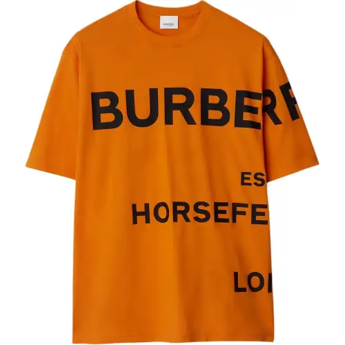 Burberry T Shirts Men's Orange Crew Neck Straight Fit