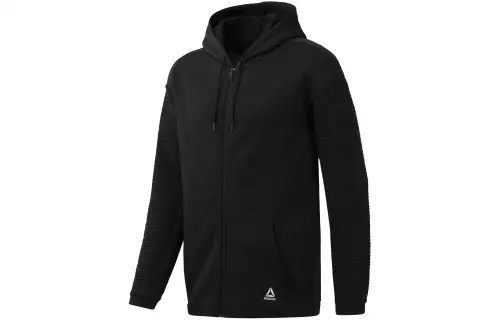 Reebok Sweatshirts Men's Black Hooded Thickened Cardigan