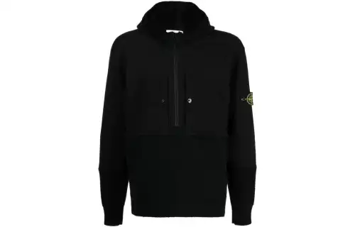 STONE ISLAND Sweatshirts Men's Black Hooded Moderate Regular