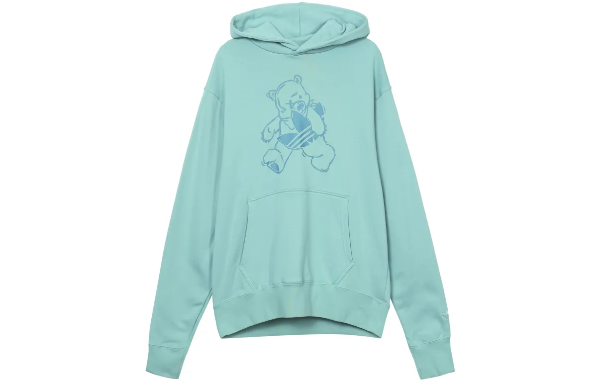 Adidas Originals Sweatshirts Unisex Mint Blue Hooded Moderate Regular