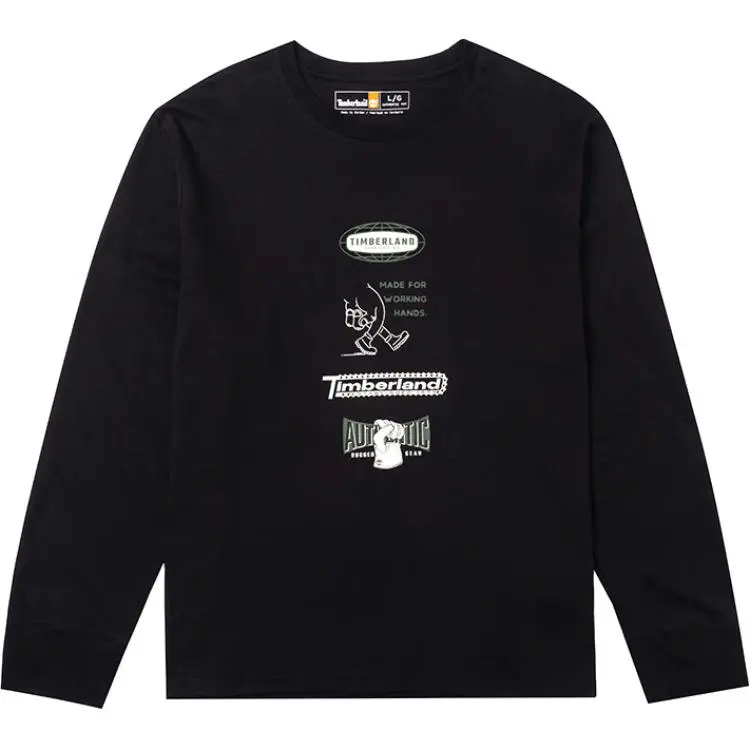 Timberland T-Shirts Men's Black Crew Neck Moderate Straight Fit