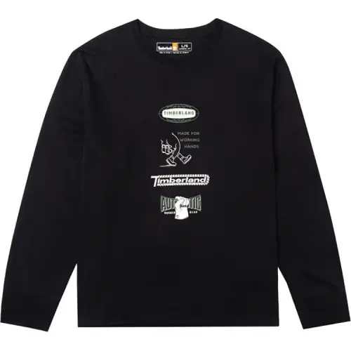Timberland T Shirts Men's Black Crew Neck Moderate Straight Fit