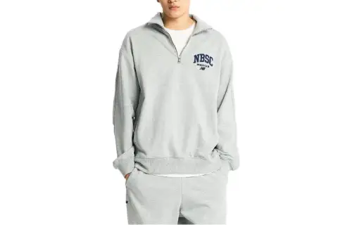 New Balance Sweatshirts Unisex Gray Lapel Moderate Regular