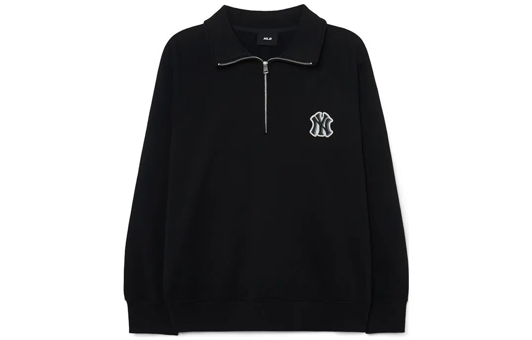 MLB New York Yankees Sweatshirts Unisex Black Polo Collar Moderate Other