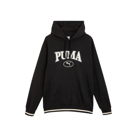 PUMA Squad Sweatshirts Men's Black Hooded Thickened Regular