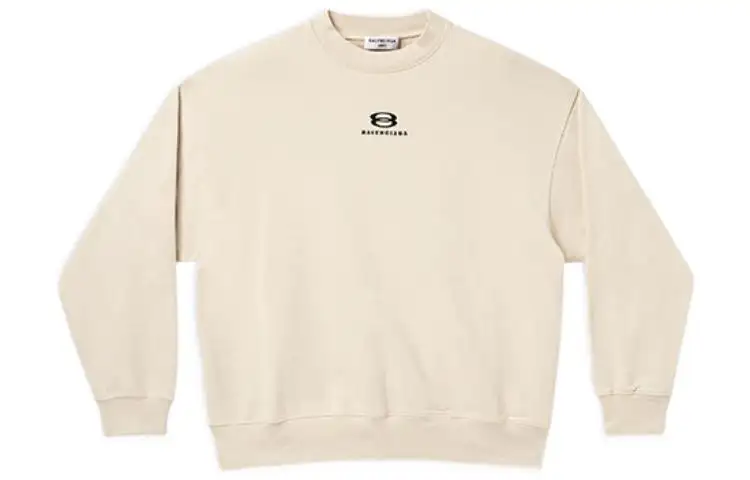 Balenciaga Sweatshirts Men's Ecru Crew Neck Moderate Regular