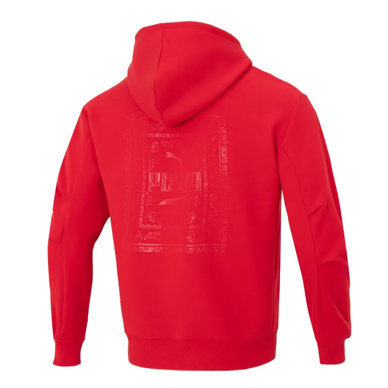 PUMA Sweatshirts Unisex Red Hooded Moderate Straight Fit