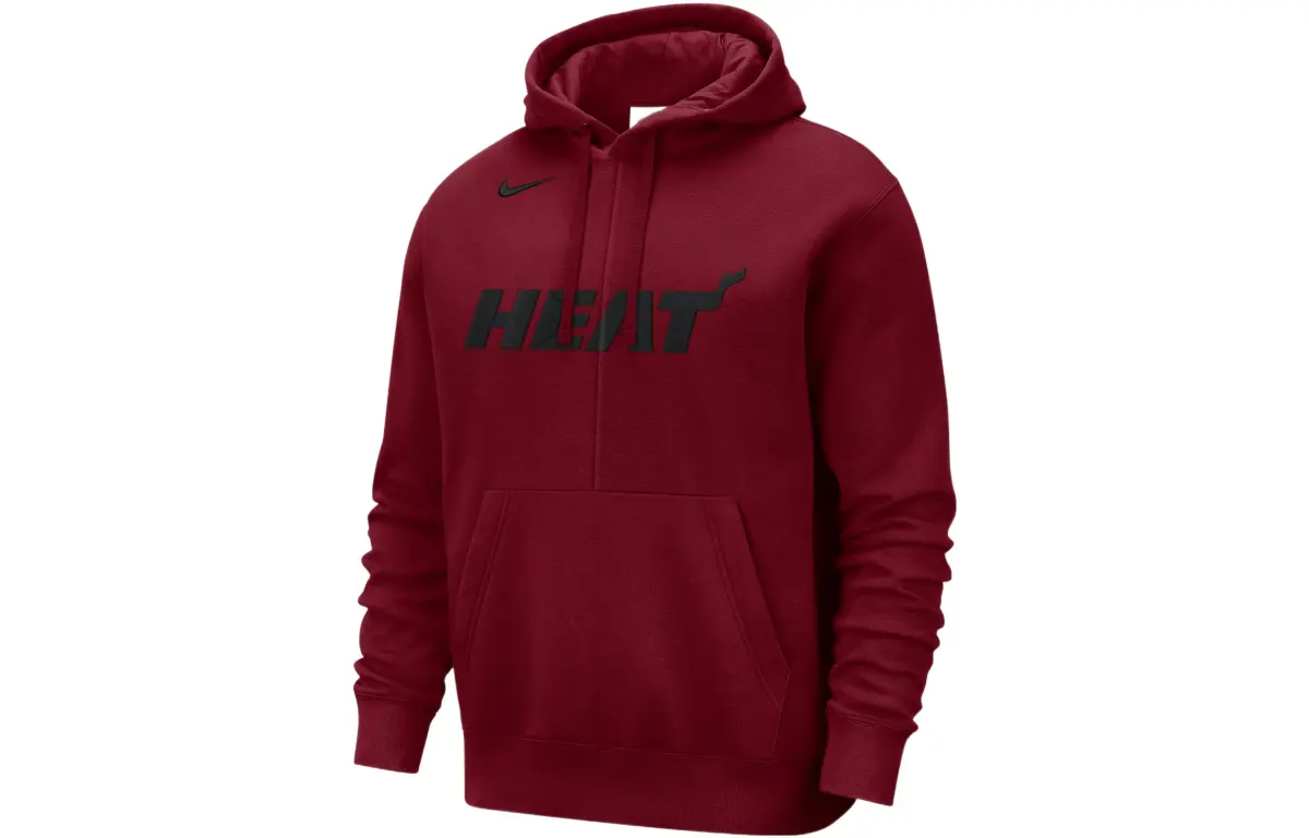 Nike Nba Miami Heat Courtside Team Logo Fleece Pullover Loose Fit Hoodie