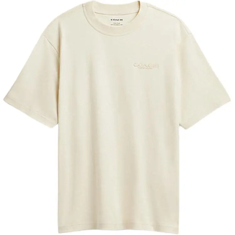 COACH T-Shirts Men's Cream Crew Neck Moderate Straight Fit