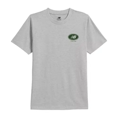New Balance T Shirts Men's Gray Crew Neck Moderate Straight Fit