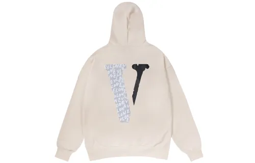 VLONE Sweatshirts Unisex Beige Hooded Moderate Regular