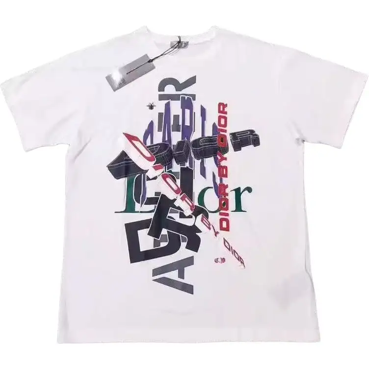 DIOR T Shirts Men's White Crew Neck Moderate Straight Fit