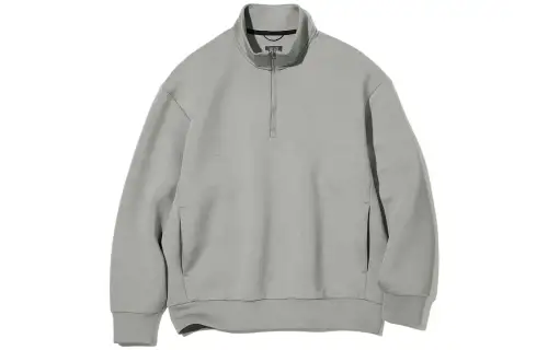 UNIQLO Sweatshirts Men's Gray Pointed Collar Moderate Regular