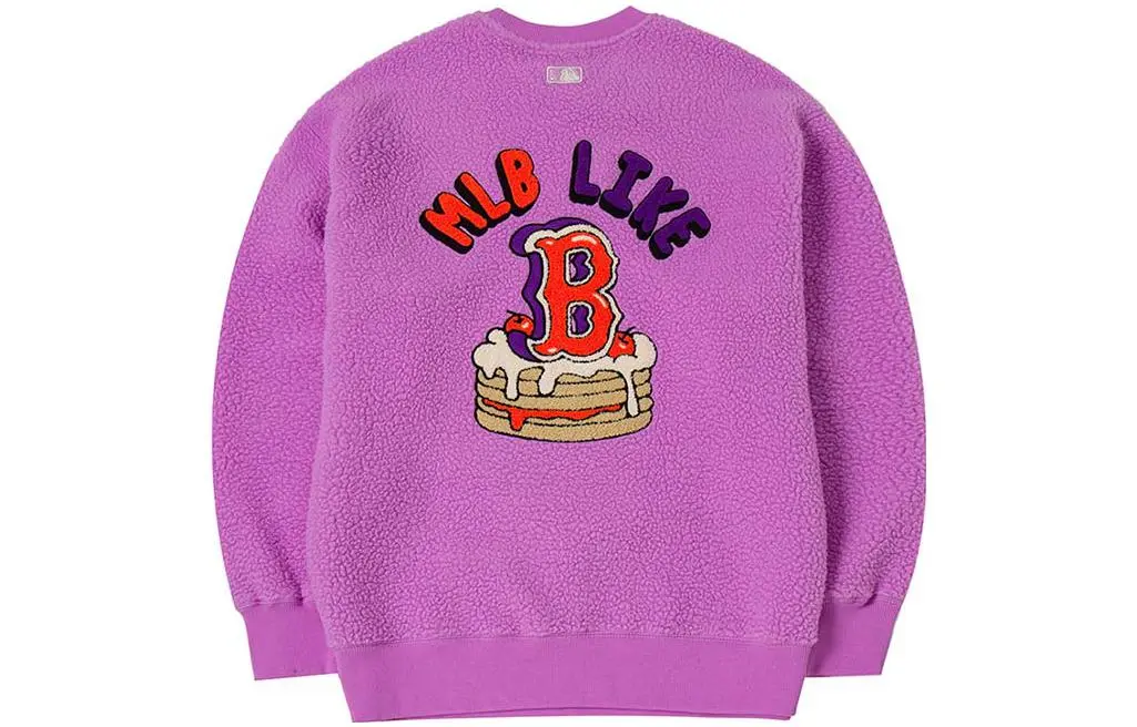 MLB Sherpa Comfortable Sports Pullover Thickened And Fleece Lined Sweatshirt Unisex Taro Purple