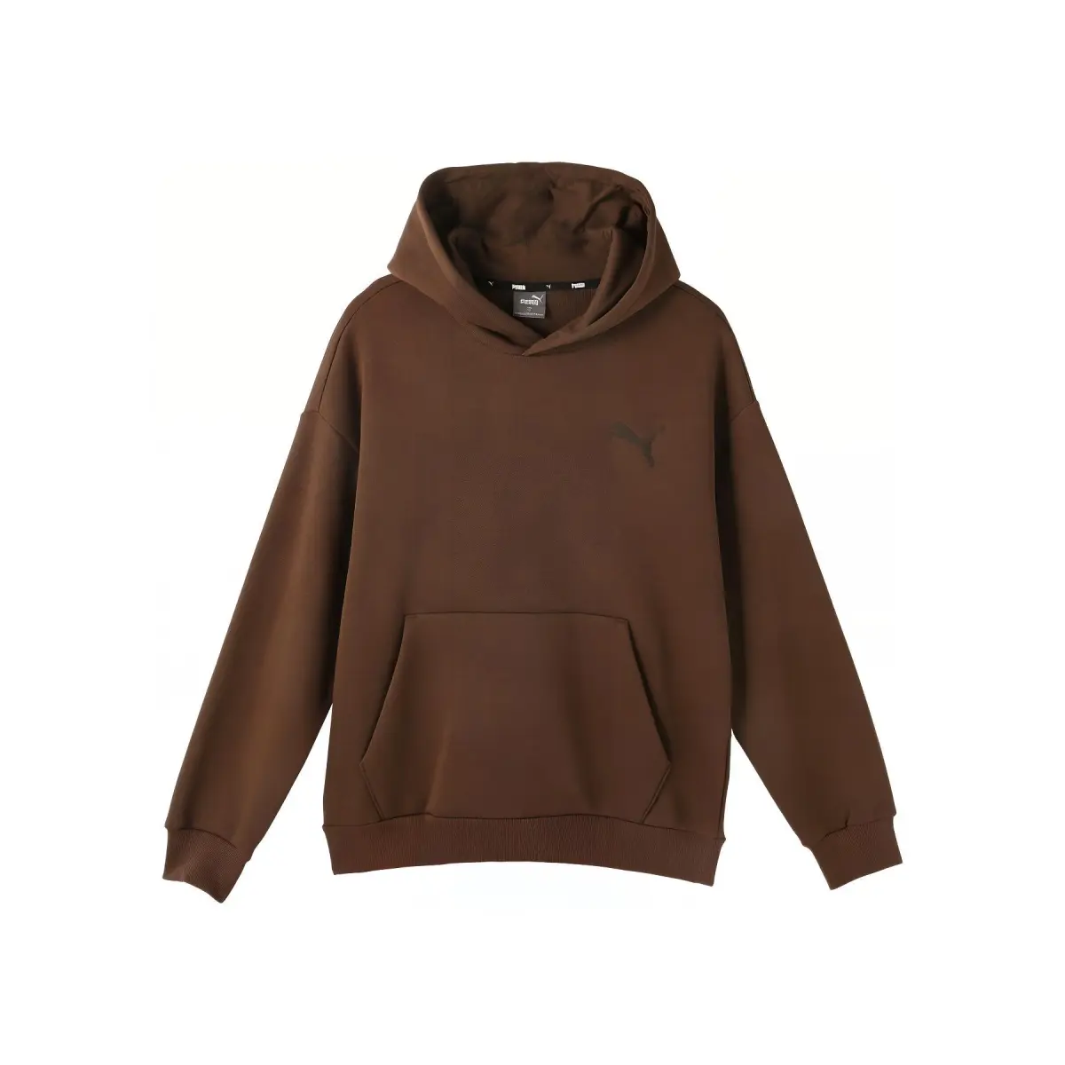 PUMA Elevated HOODIE FL Solid Color Athleisure Fleece Lined Hooded Sweatshirt Men's Chocolate