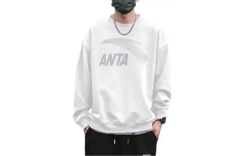 ANTA Sweatshirts Men's White Crew Neck Moderate Regular