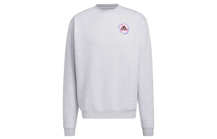 Adidas Sweatshirts Unisex Light Heather Gray Crew Neck Moderate Straight Fit