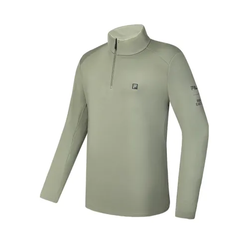 FILA Fleece Lined Casual Fashion Half Zip T Shirt Men's Fir Green