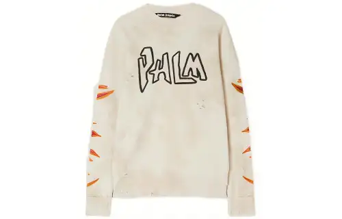 PALM ANGELS Garment Dye Palm Graffiti Flames Sweatshirt