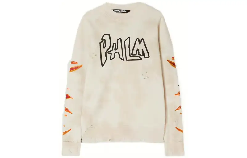 PALM ANGELS Garment Dye Palm Graffiti Flames Sweatshirt