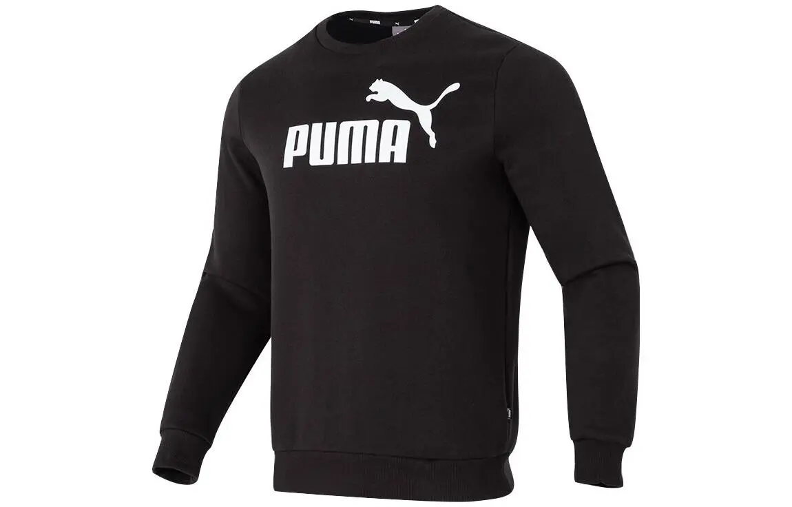 PUMA ESSENTIALS Letter Print Fleece Lined Thermal Pullover Sweatshirt Unisex