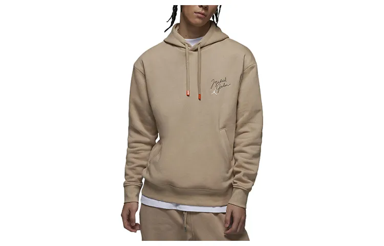Jordan Flight Sweatshirts Men's Khaki Hooded Moderate Straight Fit