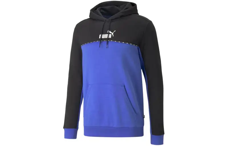PUMA ESS BLOCK X TAPE HOODIE FL Sweatshirt Men's Blue