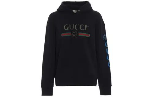 GUCCI Sweatshirts Men's Black Hooded Moderate Regular