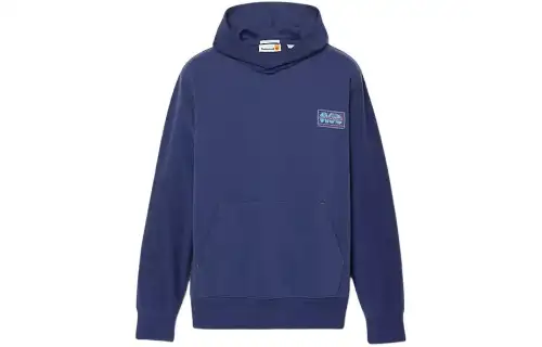 Timberland Globe Logo Textured Hoodie Sweatshirt Unisex Ocean Cave