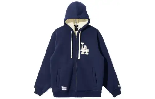 New Era MLB, sports cardigan with hood with zipper, navy sweatshirt for men and women, American style