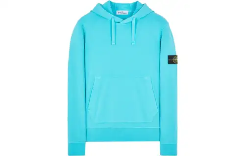 STONE ISLAND SS23 Sweatshirts Unisex Fluorescent Blue Hooded Moderate Regular