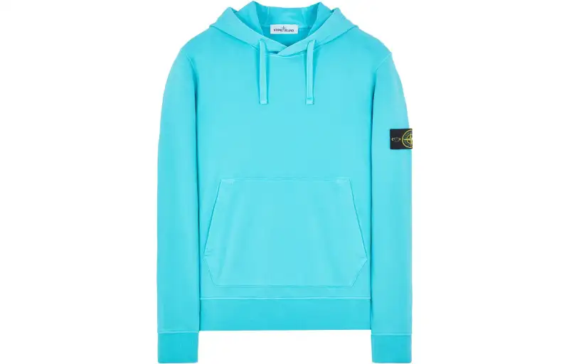 STONE ISLAND SS23 Sweatshirts Unisex Fluorescent Blue Hooded Moderate Regular