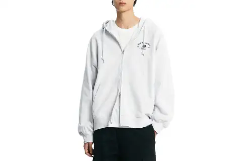 New Balance Sweatshirts Unisex Light Gray Hooded Moderate Cardigan