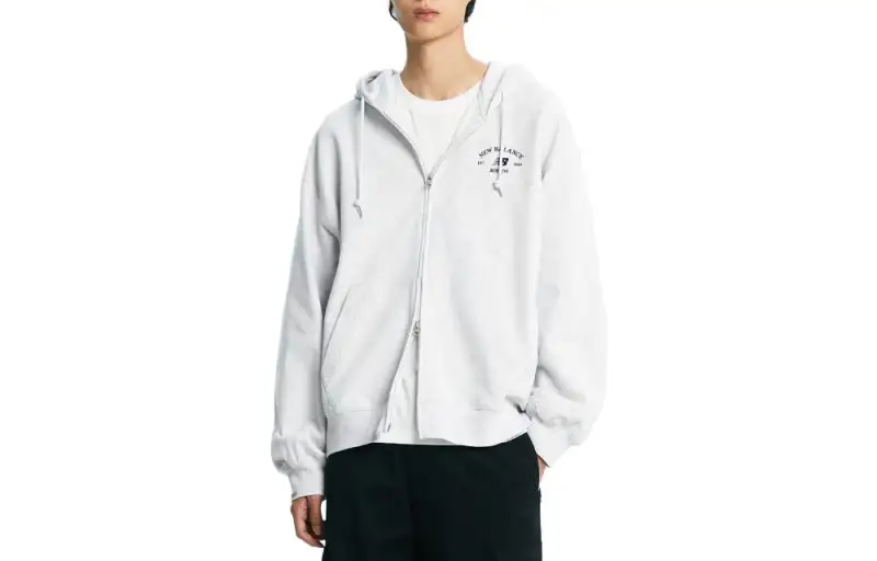 New Balance Sweatshirts Unisex Light Gray Hooded Moderate Cardigan