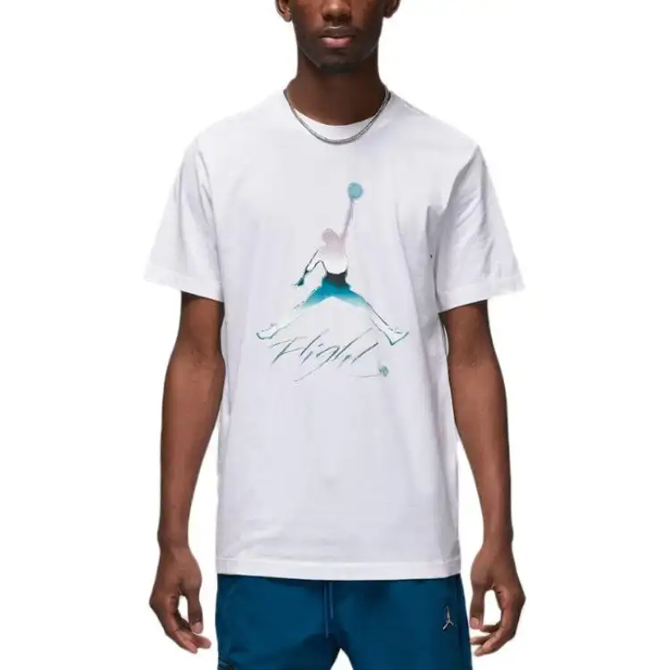 Jordan T Shirts Men's White Crew Neck Straight Fit