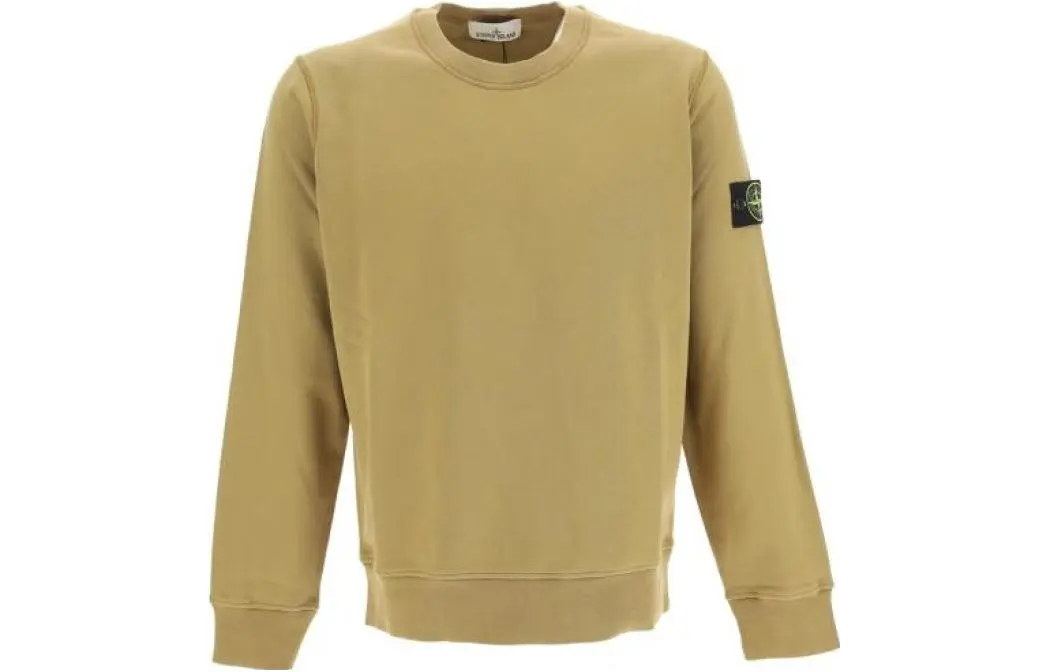 STONE ISLAND Sweatshirts Men's Yellow Green Crew Neck Moderate Straight Fit